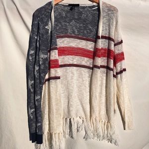 Lane Bryant Boho American Flag Cardigan Tassels